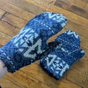 Handmade knit mittens
